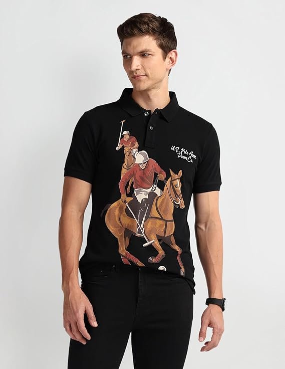 U.S. Polo ASSN. Printed Polo T Shirts for Men - 100% Cotton, Half Sleeve Mens Tshirt - Image 3