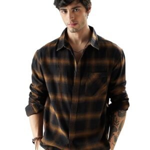 The Souled Store Plaid: Men and Boys Long Sleeve Spread Collar Button Front Casual Officewear Everydaywear Easy to Style Cotton Relaxed Shirt