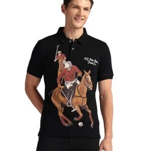 U.S. Polo ASSN. Printed Polo T Shirts for Men - 100% Cotton, Half Sleeve Mens Tshirt