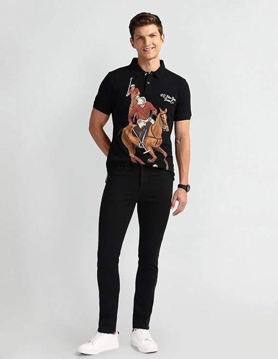 U.S. Polo ASSN. Printed Polo T Shirts for Men - 100% Cotton, Half Sleeve Mens Tshirt - Image 5